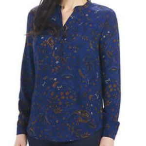 Hilary Radley Long Sleeve V-Neck Printed Tunic Blue Floral - Size XL